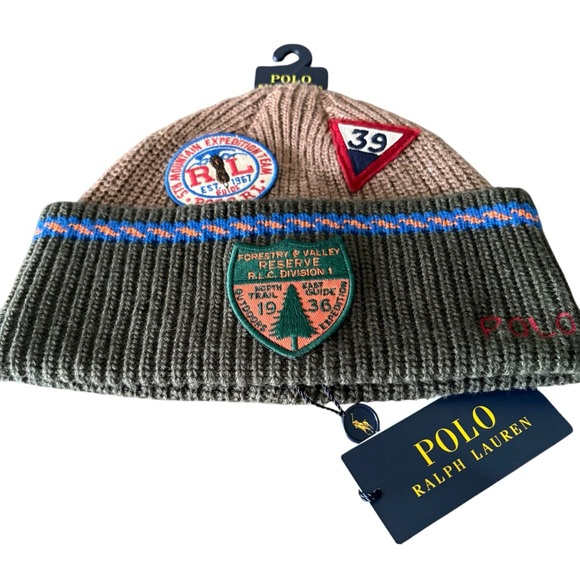 🆕 Polo Ralph Lauren Expedition Series Knit Beanie 3 Patches (Labels) one Size - Picture 2 of 8